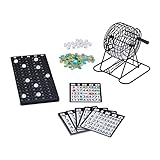 Relaxdays Bingo Spiel, mit Lostrommel, 75 Kugeln, 18 Karten, 150 Chips, Spielbrett, Kinder &...