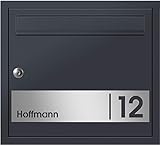 Frabox® Design Unterputz - Briefkasten Oleva Anthrazitgrau RAL 7016 mit Hausnummer & Namen