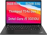 Lenovo Thinkpad T14s Gen 1 Business Laptop, 14' FHD Notebook, Intel Core i5-10210U, 16GB DDR4, 512GB...
