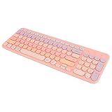 Tomantery Nette Drahtlose Tastatur, Stumme Drahtlose Tastatur Ergonomische Runde Tastaturen mit USB...