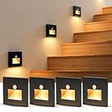 BRIMETI LED 4 Stück Treppenlicht Warmweiß 3000K 3W 230V LED Wandeinbauleuchte mit bewegungsmelder...