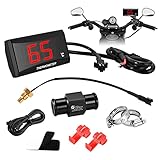 Motorrad-Digital Thermometer und 18-mm-/22-mm-Adapter, Motorrad-Wassertemperatur Instrumente,...