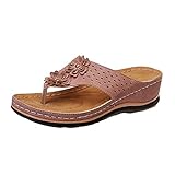 Zofedap Sandalen Damen Sommer Schuhe Zehentrenner Keilsandalen Offene Schuhe Strand mit Plateausohle...