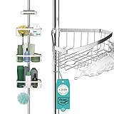 Teleskop Duschregal Edelstahl rostfrei (optimierte Version 2.0) - Stabiles & flexibles 105-270cm...