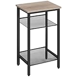 HOOBRO Beistelltisch, Telefontisch mit 2 verstellbaren Gitterablagen 38 x 28 x 74 cm, Sofatisch,...