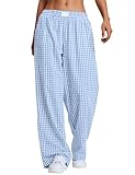 Rapbin Schlafanzughose Damen Lang Pyjamahose Karierte Schlafhose Weich Freizeithose für Frauen...