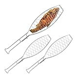 Relaxdays Fischbräter 3er Set, Edelstahl, mit Griff, 54 cm lang, Fischhalter zum Grillen,...