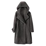 Fjnbbiot Damen Teddybär Dicker Kunstpelzmantel Winter Vintage Langer Lammfellmantel, Deep Space...