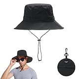 Fischerhut,Sonnenhut Herren Damen,Schwarz Regenhut Herren Wasserdicht,Fischerhut Faltbar Bucket...