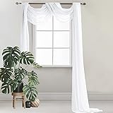 Querbehang Freihanddeko Weiß Vorhang für Hochzeit - 130 x 550cm Transparente Gardinen Schals Voile...