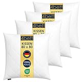 4bett Kopfkissen 4X 80x80 cm – Schlafkissen mit silikonisierten Faserkugeln, Oeko-Tex...