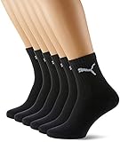 PUMA Herren Short Crew Socks Sportsocken mit Frotteesohle 6er Pack, Schwarz, 43-46