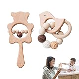 Promise Babe 2pc Baby Holz Beißring Spielzeug Buchenholz Tier Armband Sensorische Aktivität...