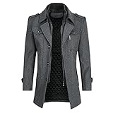 YOUTHUP Herren Wintermantel Wolle Winter Kurzmantel Mittellang Wollmantel Kurz Winterjacke für...