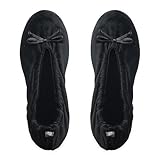 GLOVE STORY Hausschuhe Ballerinas für Damen, aus Samt mit Sohle aus weichem Leder, weiches und...