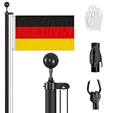 ZMTECH Fahnenmast 6m Stabil für den Außenbereich, 600 cm Aluminium Garten Flaggenmast mit 2...