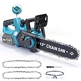 Akku Kettensäge 12 Zoll, Elektro Kettensäge kompatibel mit Makita 18V Akku | 1000W Bürstenloser...