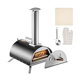 Edelstahl-Pizzaofen, 30,5 cm, Holzofen mit Einfüllöffnung, tragbarer Holzpaletten-Pizzabereiter...