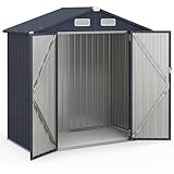COSTWAY Gerätehaus Metall, Geräteschuppen mit 4 Lüftungen & abschließbare Türen, Gartenhaus...