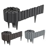 FIVMEN Rasenkante Kunststoff 2,3 m Holzoptik Beeteinfassung Beetumrandung mit 10 cm Stifte...