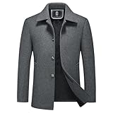 KUDORO Herren Wintermantel Wolle Kurzmantel Herren Wollmantel Winterjacke Slim Fit für Business...