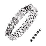JEROOT Magnetic Bracelet Titanium, Schwarzer Obsidian Stein Hämatit Armband Verstellbare Armbänder...