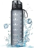 FULDENT Trinkflasche 1L Sport Wasserflasche [Trinkflasche BPA Frei] Trinkflasche mit rutschfest...