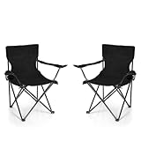 BigDean 2X Faltstuhl SCHWARZ Campingstuhl Anglerstuhl mit Getränkehalter & Tragetasche -...