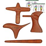 Thai Massageholz Set (6 Teile): 1 x Stäbchen + 1 x Kreuz + 1 x Punkt-Holz + 1 x Vogel + 2 DIN A4...