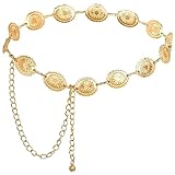 Nokwocy Goldener Gürtel,Damen Metall Hüftgürtel,Kettengürtel Gold Damen, mit ausgehöhlter...