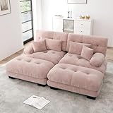A ALFRESCOOL Sofa mit Schlaffunktion, Sofa 2 SitzerCloud Ecksofa für Wohnzimmer, Chenille...