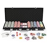 display4top Pokerkoffer 500 Chips Laser Pokerchips Poker 12 Gramm, 2 Karten, Händler, Small Blind,...