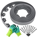 Forever Speed Flexible Rasenkante aus Kunststoff 10m x 5cm(LxH) [60 Erdanker + 1 Paar Handschuhe]...