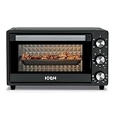 ICQN Minibackofen 20L, Pizza-Backofen, Ober/Unterhitze mit Umluft-Funktion, 5GrillFunktion, 90Min...