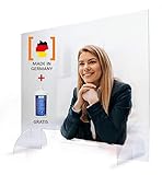 MyMAXXI | Selbststehender Spuckschutz Aufsteller aus 5mm Acrylglas standfest glasklar 90x60 cm...