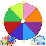 GKZB Schwungtuch mit 20 Griffen Schwungtuch Kinder Ø 300 cm Bunt Spielzeug für Draußen -...
