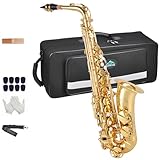 EastRock Alt Saxophon Students Altsaxophon Goldlack mit Hartschalenkoffer, Mundstück,...