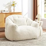 FurniSoar 106cm Brei XXL Sitzsack für Erwachsene, Faux-Kaninchenfell Bezogen Sitzsack Sofa, Hoher...
