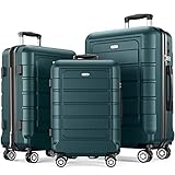 SHOWKOO Kofferset 3 Teilig Hartschale Leicht ABS+PC Erweiterbar Reisekoffer Haltbar Trolley...