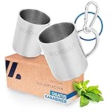 NORDMUT® Edelstahl Thermobecher [2er Set] Camping Tasse | nachhaltige Edelstahl Tasse | Kaffeetasse...