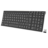 iClever 2.4G Kabellose Tastatur, Aluminium Wieder aufladbare ultraflache Wireless Keyboard, QWERTZ...