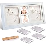 Baby Handabdruck und Fußabdruck,McNory Baby Holz Bilderrahmen 4 in1 mit Gipsabdruck für Baby Hand...