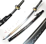 Swords and more Akito Japanisches Schwert – Samurai Schwerter scharf echt, handgeschmiedeter...