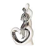 GILDE Moderne Deko Skulptur Figur - Romanze - aus Keramik - weiß-Silber - Höhe 33,5 cm Breite 19,5...