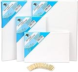 H&S Blanko Leinwände für Acrylfarben und Aquarell - 4er Canvas Set - Weiße Baumwoll Leinwand auf...
