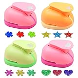 PIWOSGOL 4 Stück Papierstanzer Set, Motivstanzer Set Papier Ausstanzer Motivlocher, Stern Herz...