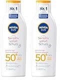 NIVEA SUN Sensitiv Sofortschutz Sonnenlotion LSF 50+ (200 ml), Sonnencreme mit LSF 50+ für...