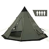 CampFeuer Tipi Zelt Spirit für 4 Personen | Olivgrün | Indianerzelt für Camping, Wandern, 3000 mm...
