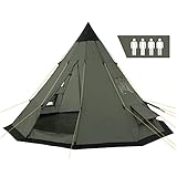 CampFeuer Tipi Zelt Spirit für 4 Personen | Olivgrün | Indianerzelt für Camping, Wandern, 3000 mm...