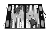 Engelhart-250515- Backgammon 15 INCH genähter Filz und Kunstleder- 38 cm (schwarz/weiß/grau)